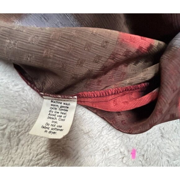 Vintage 80s Linea V Womens Size 10 Secretary Blouse Long Sleeve Jacquard Brown - Picture 4 of 8